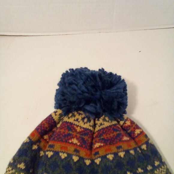 Gap Kids Pom Hat Beanie Boys L XL Pattern Blue Red Green - Picture 3 of 12